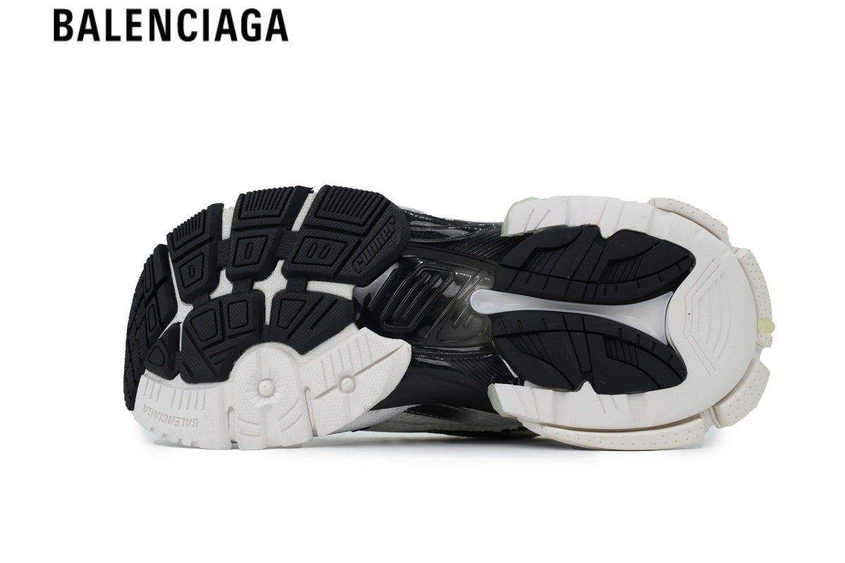 Balenciaga Runner men's shoes women sneakers ¡ª White Mesh & Gradient Black Synthetic Overlays