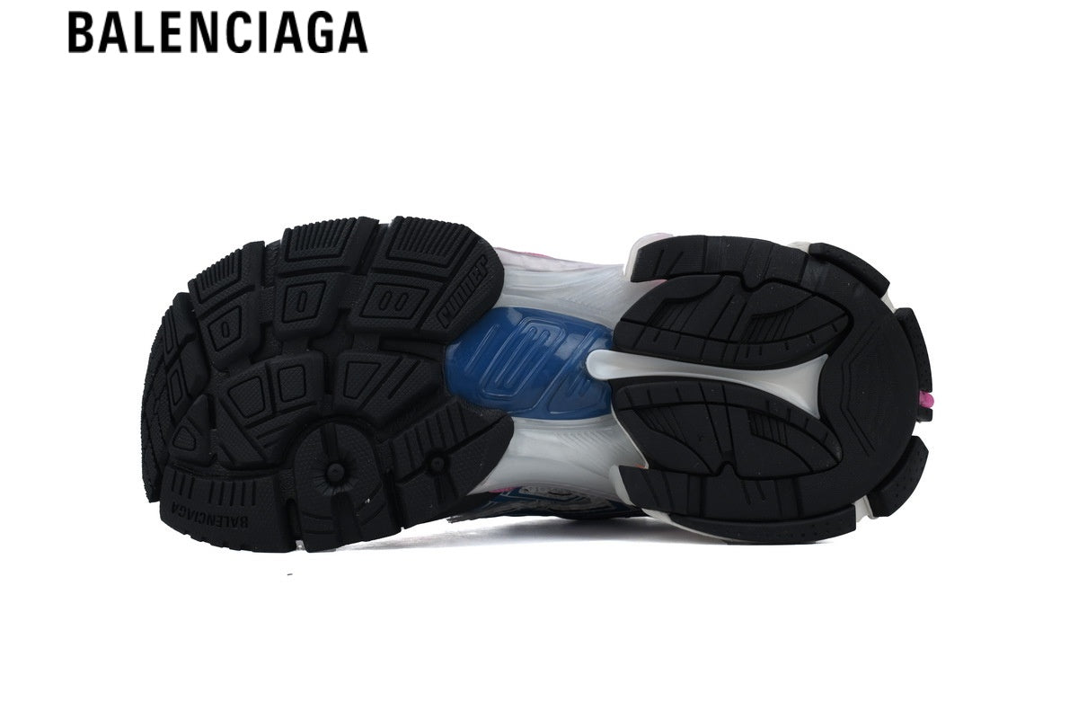 Balenciaga Runner men's shoes women sneakers ¡ª White Mesh & Bright Pink Synthetic Overlays