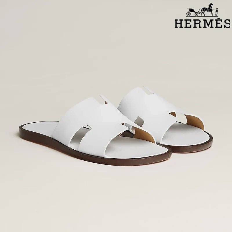 Herm¨¨s female slides White Leather Oran Slide Sandals