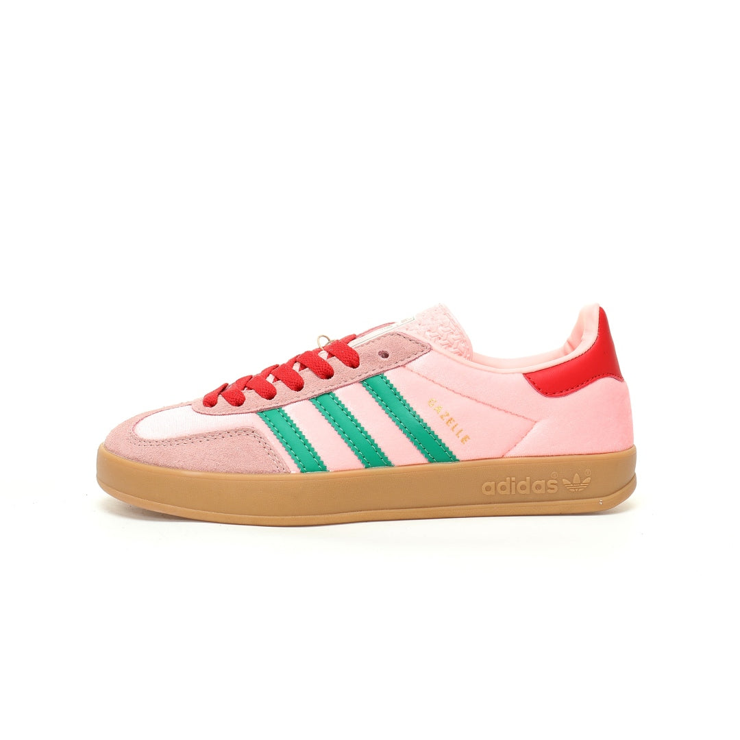 Adidas Originals Gazelle Indoor ¨C Pink / Green / Red Gum Suede Low-Top Sneakers