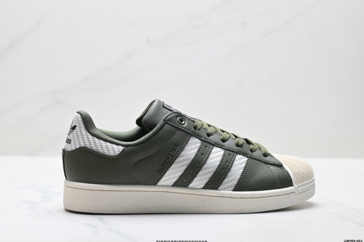 adidas Originals Superstar ¡ª Olive Green & Off-White Woven | Shell Toe
