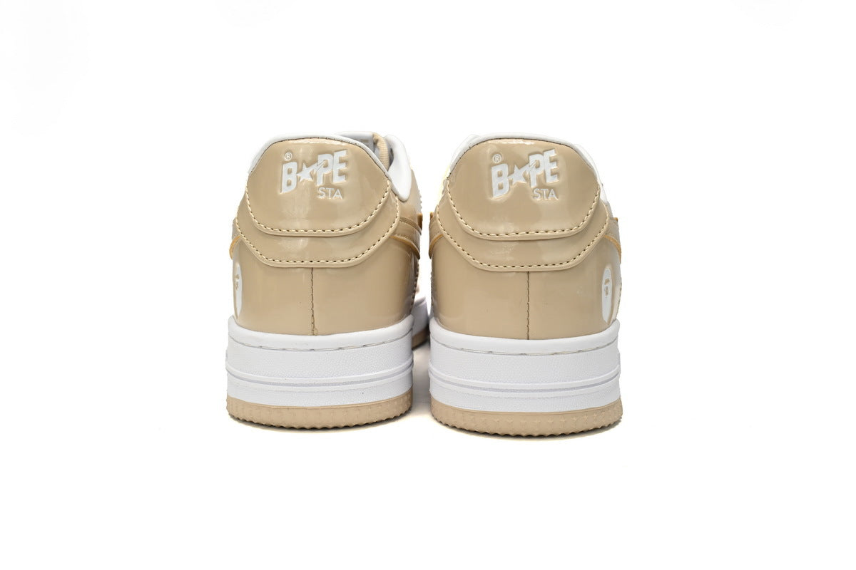 A BATHING APE BAPE STA Sand Beige & White Sneakers | Women's & Men's Skate-Inspired Shoes