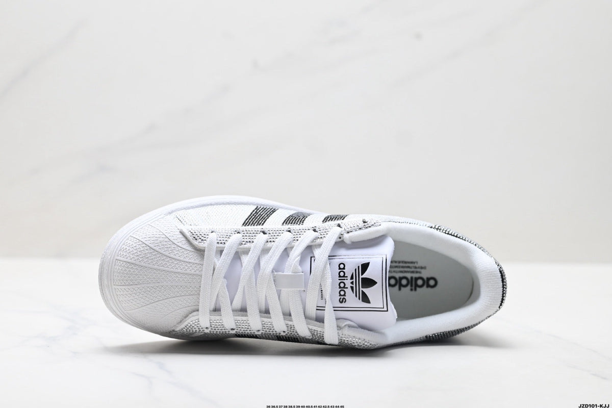 adidas Originals Superstar Custom ¡ª Silver Black Rhinestone | White Shell Toe