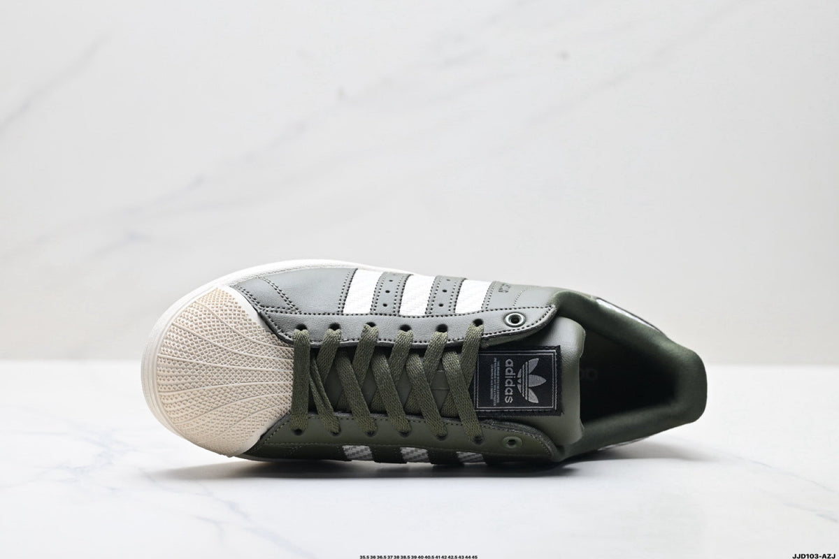adidas Originals Superstar ¡ª Olive Green & Off-White Woven | Shell Toe