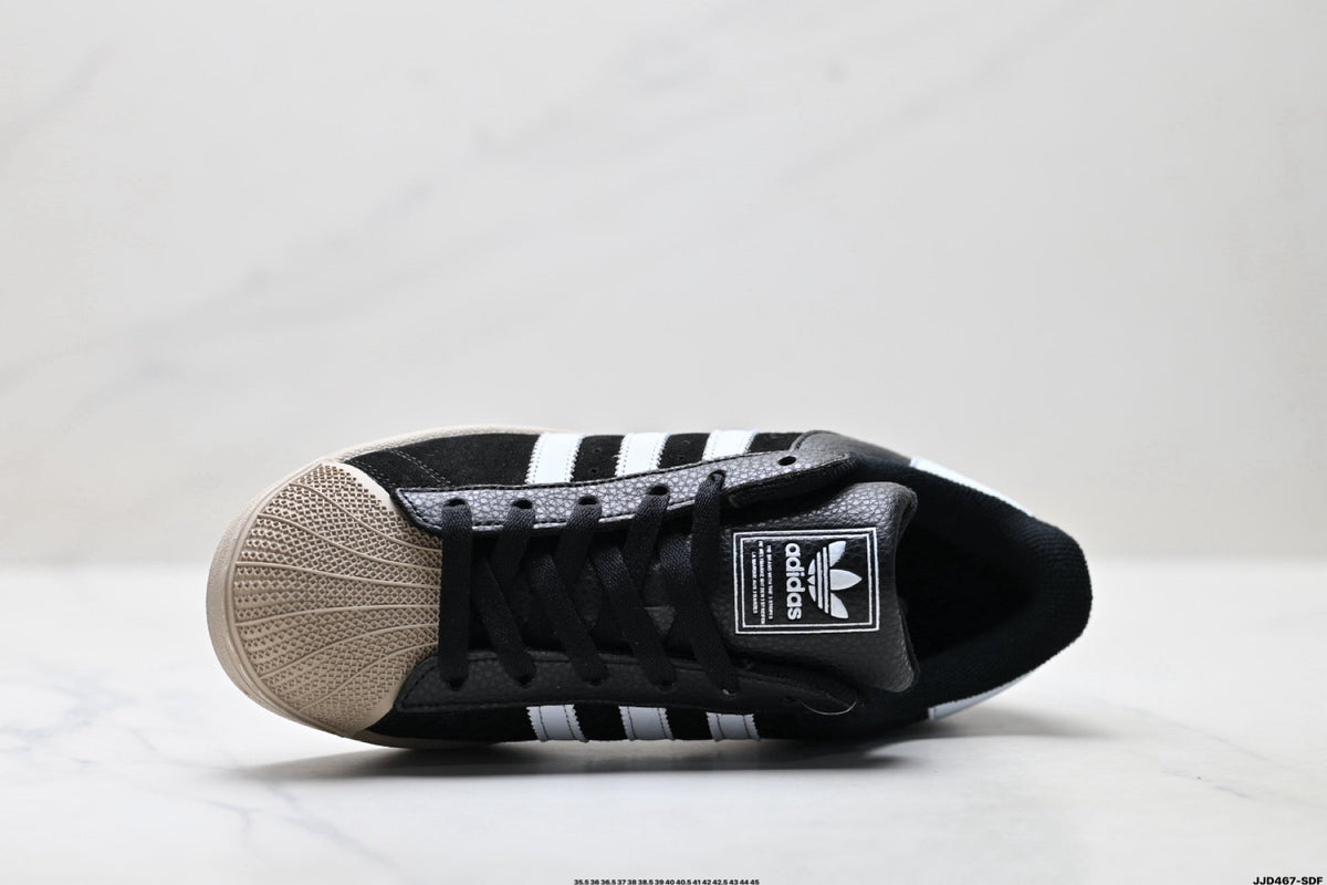 adidas Originals Superstar ¡ª Black Mix-Material & Beige | Shell Toe