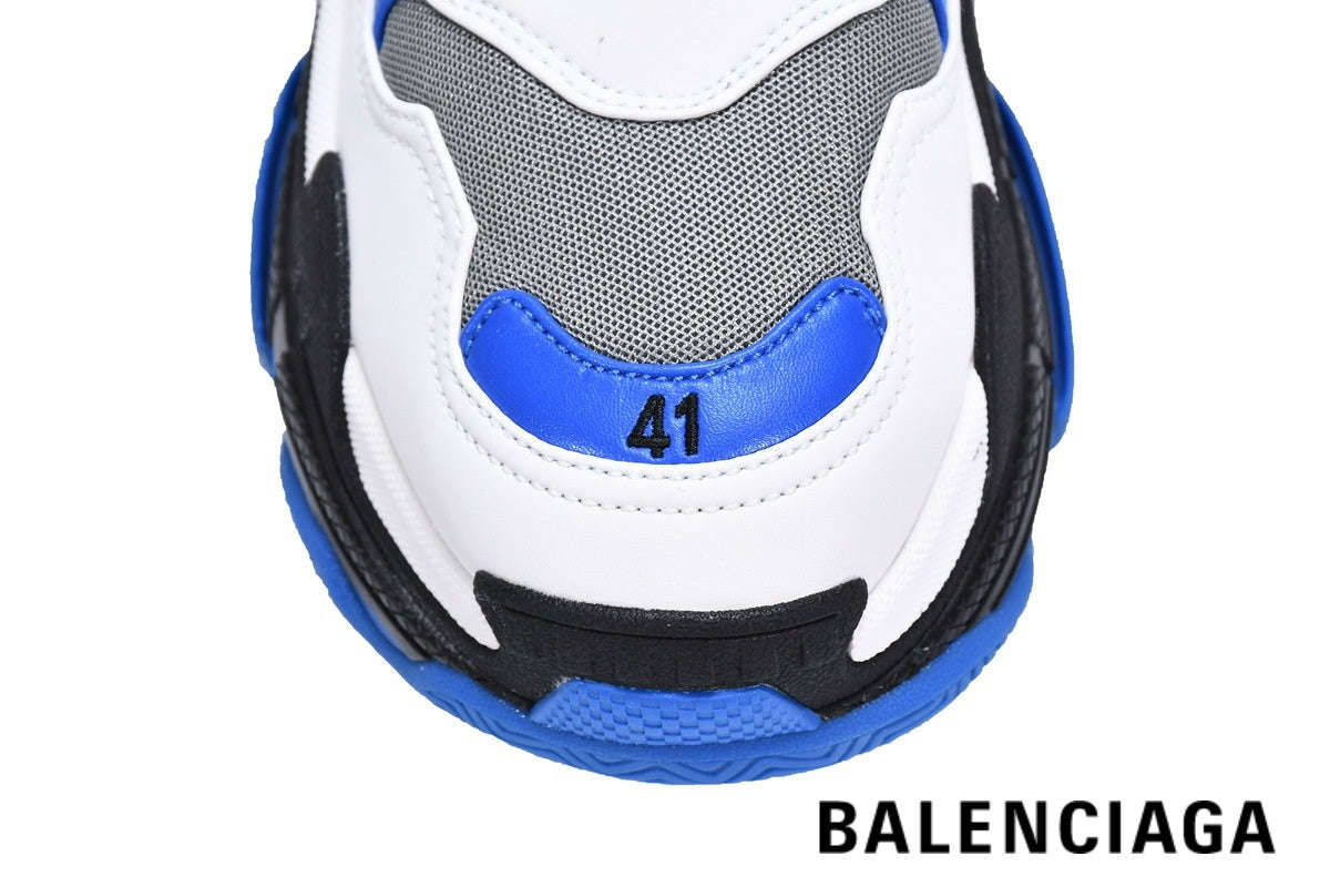 Balenciaga Triple S men's shoes  women sneakers ¨C White, Black & Blue