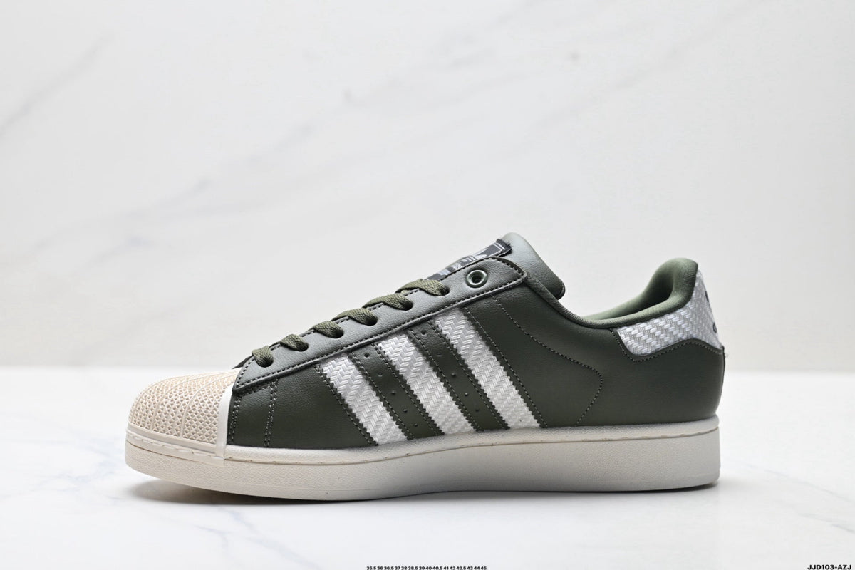 adidas Originals Superstar ¡ª Olive Green & Off-White Woven | Shell Toe