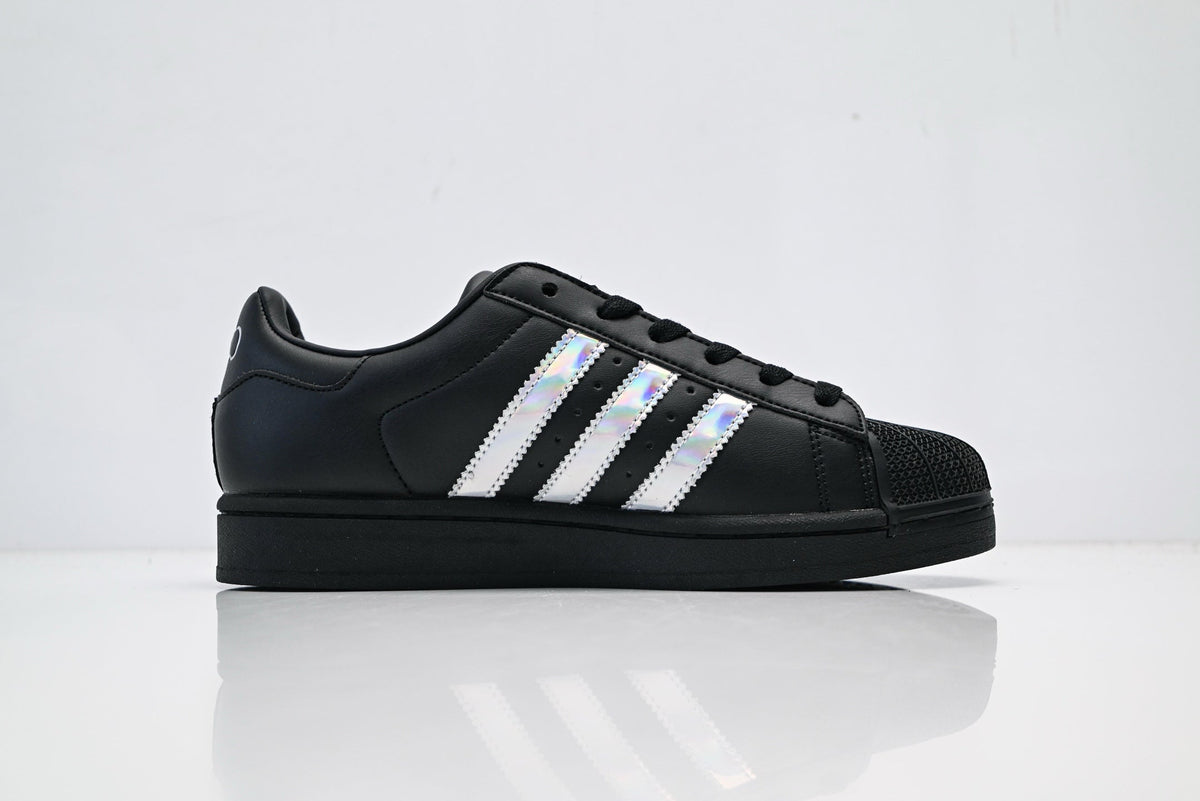 adidas Originals Superstar Black Iridescent Holographic 3?Stripes Shell Toe Sneaker