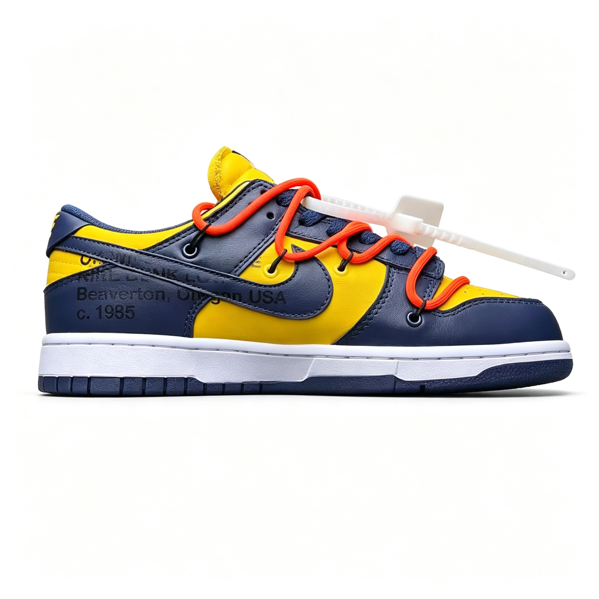Nike Dunk Low Sneakers ¨C Yellow / Navy Blue / Orange | Zip-Tie Tag Detail