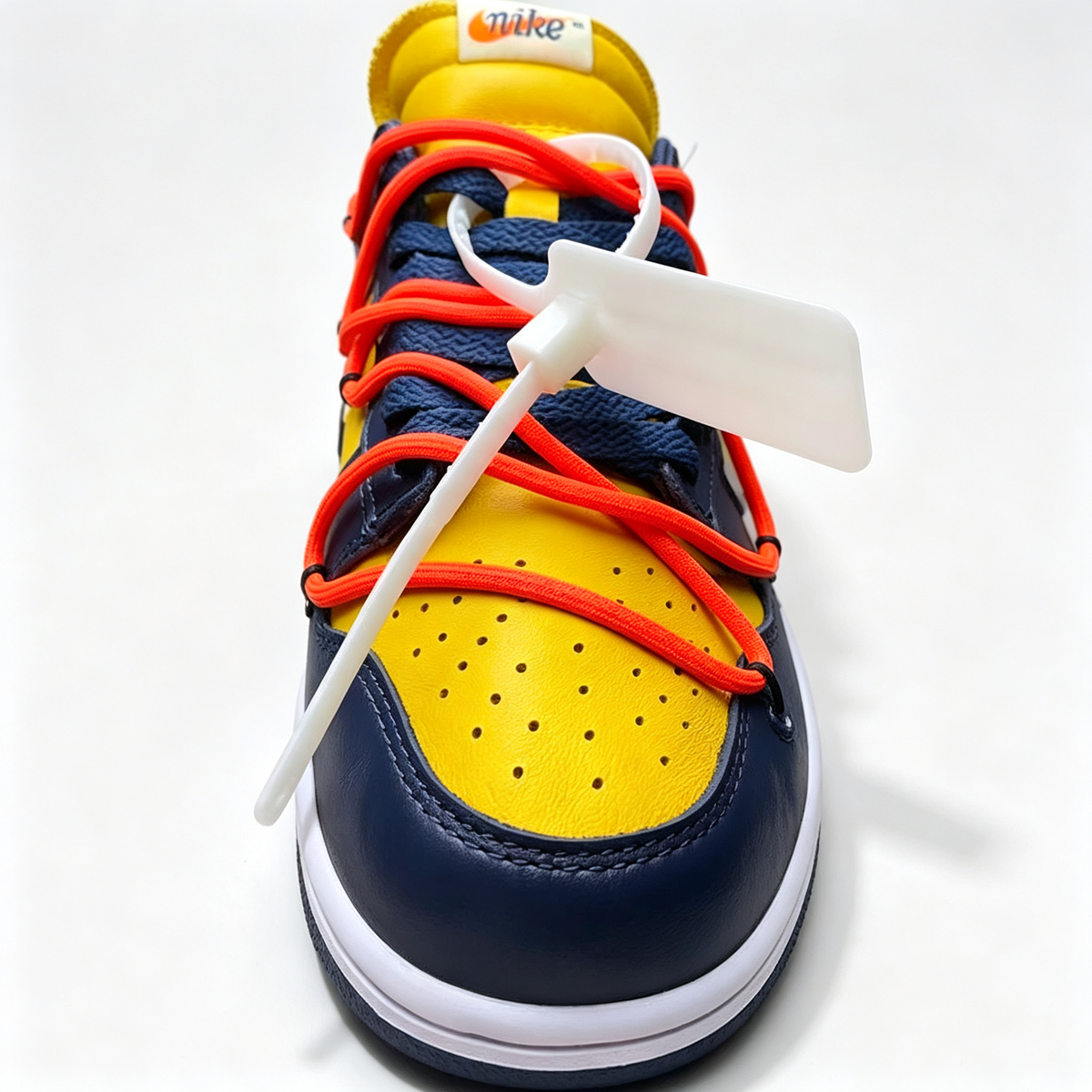 Nike Dunk Low Sneakers ¨C Yellow / Navy Blue / Orange | Zip-Tie Tag Detail