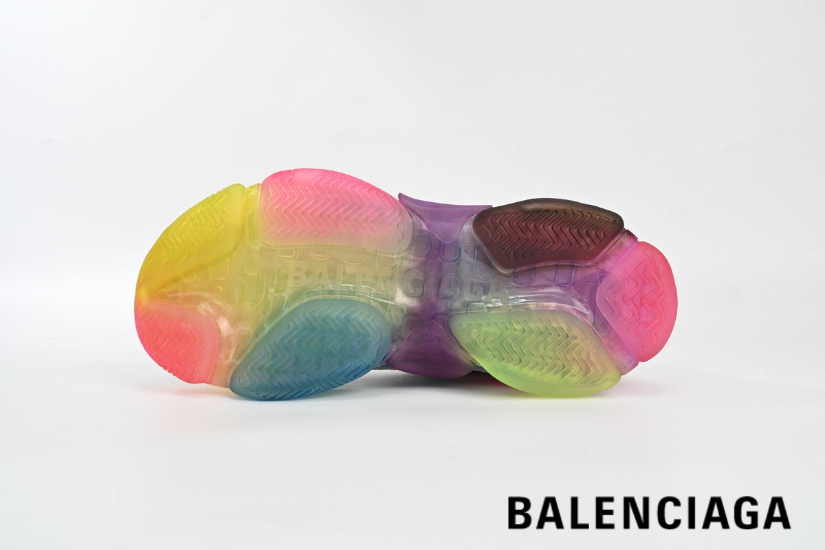 Balenciaga Triple S  men's shoes  women sneakers¨C White, Rainbow & Clear Sole