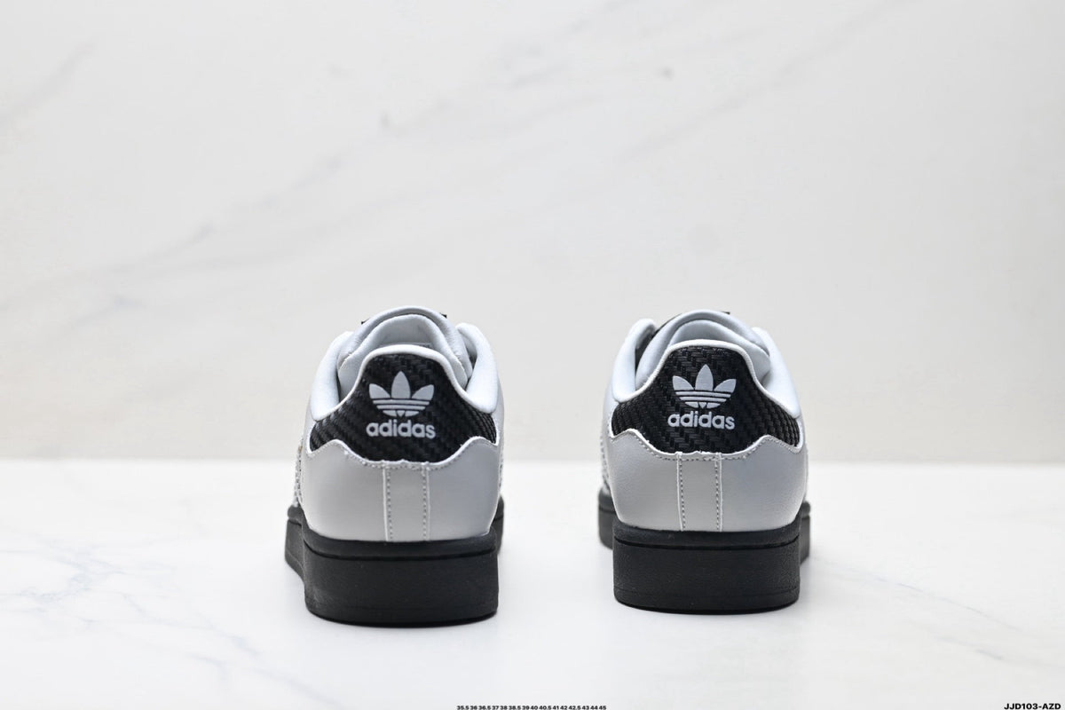 adidas Originals Superstar ¡ª Light Grey & Black Woven | White Shell Toe