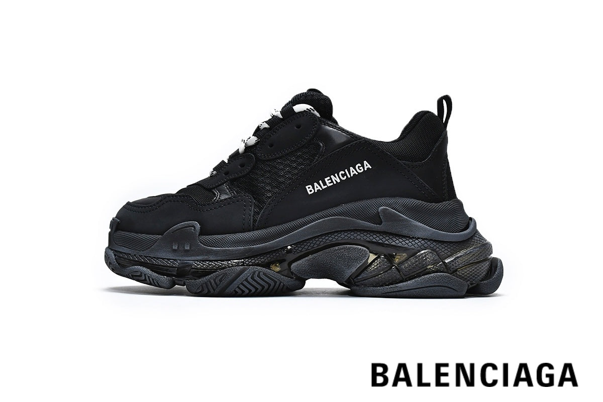 Balenciaga Triple S men's shoes  women sneakers ¨C All Black