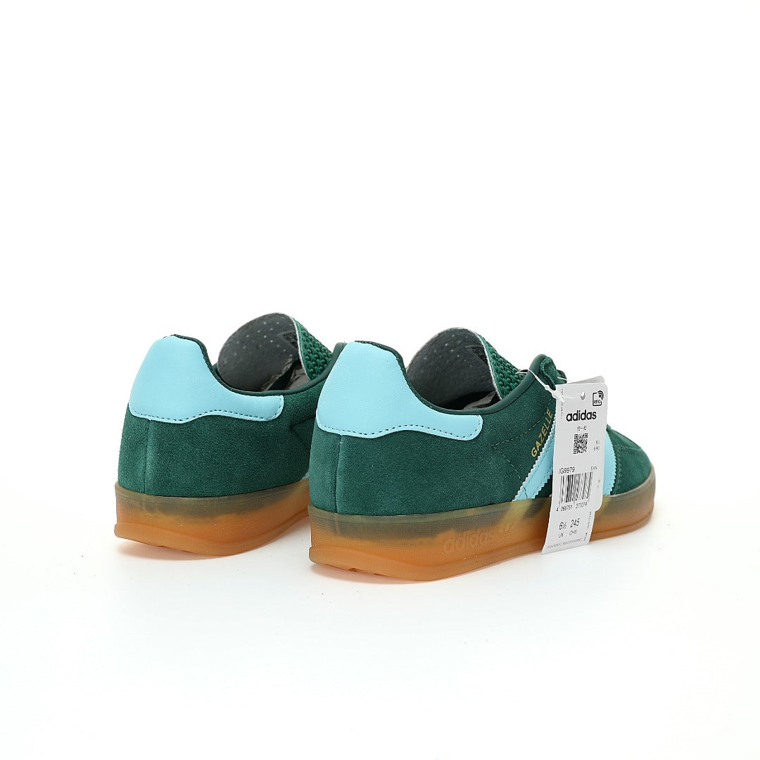 Adidas Originals Gazelle Indoor ¨C Green / Light Blue Gum Suede Low-Top Sneakers