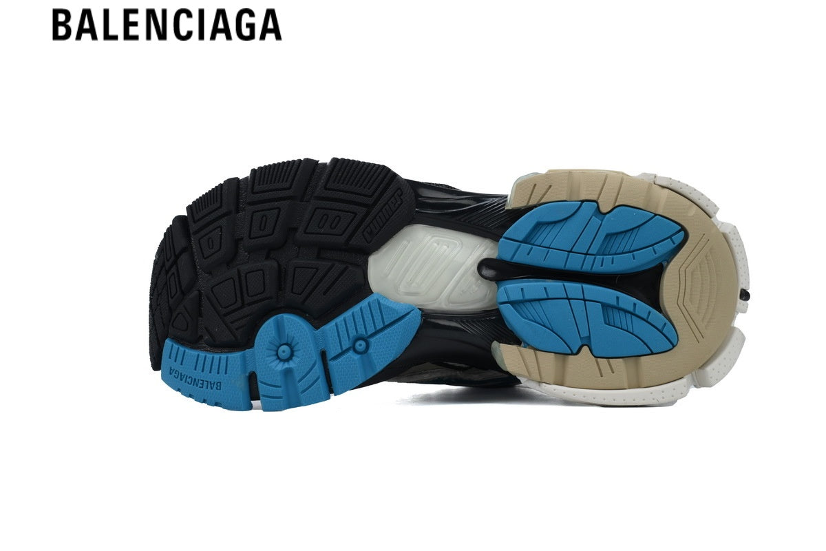 Balenciaga Runner men's shoes  women sneakers ¡ª Beige Mesh & Blue Synthetic Overlays