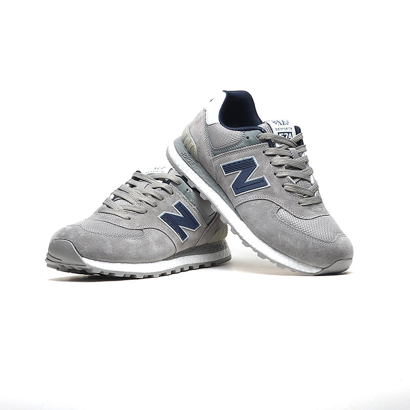 New Balance 574 Women's & Men's Light Grey & Navy Retro Sneakers