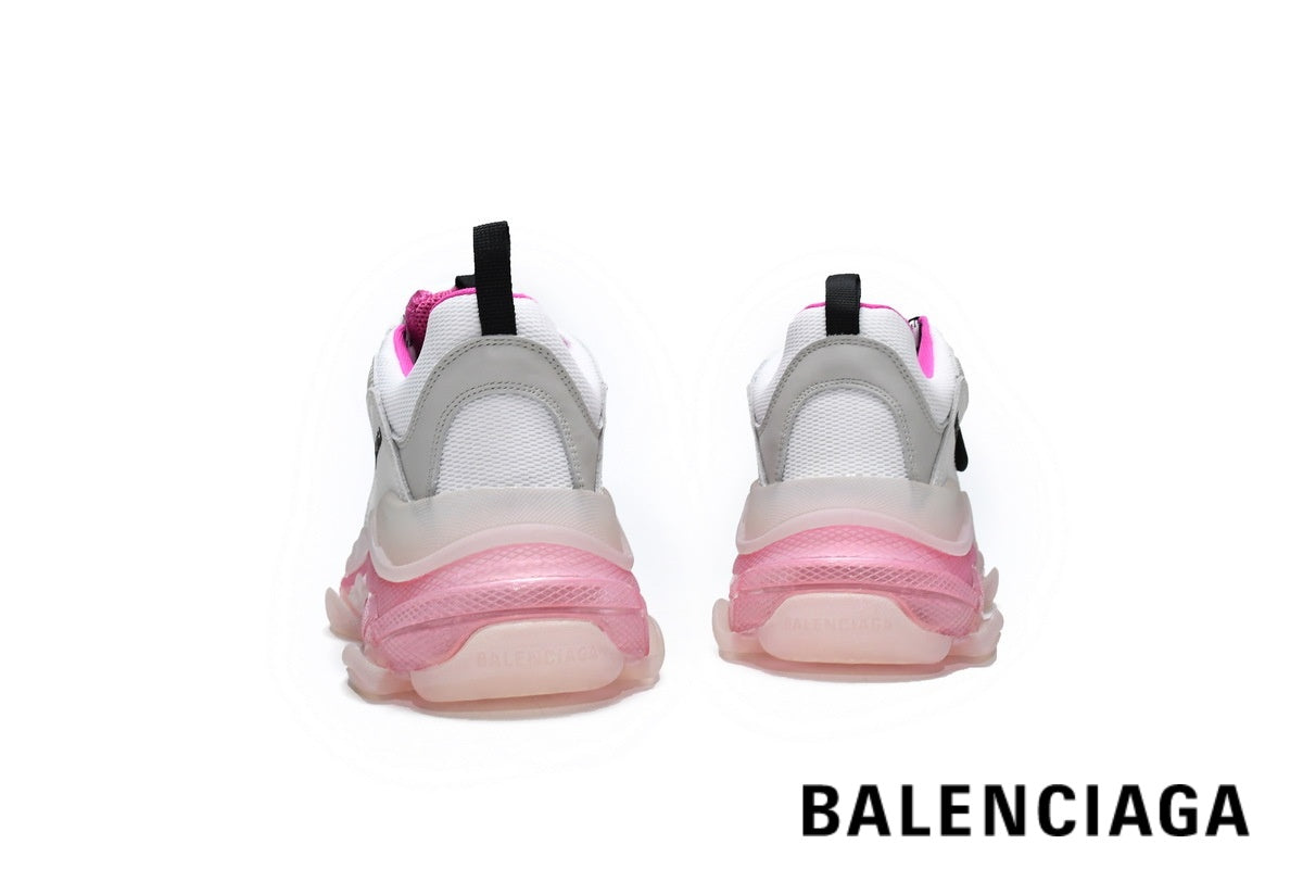 Balenciaga Triple S men's shoes  women sneakers ¨C White, Pink & Clear Sole