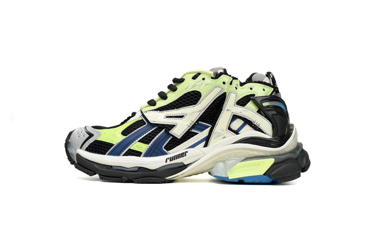 Balenciaga men's shoes Track Runner Sneaker ¨C Distressed Low-Top  balenciaga runners Blue-yellow