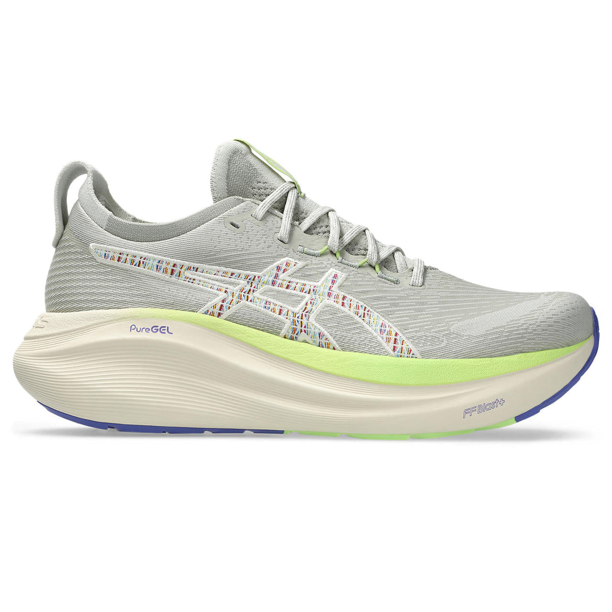 Asics womens shoes  neutral running shoes mens  sneakers  Gel-Nimbus 28 ¨C Light Gray/Multicolor Stitch Running Shoe