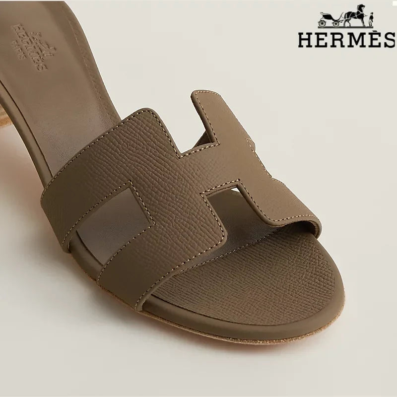 Herm¨¨s Oasis Taupe Block Heel Mules