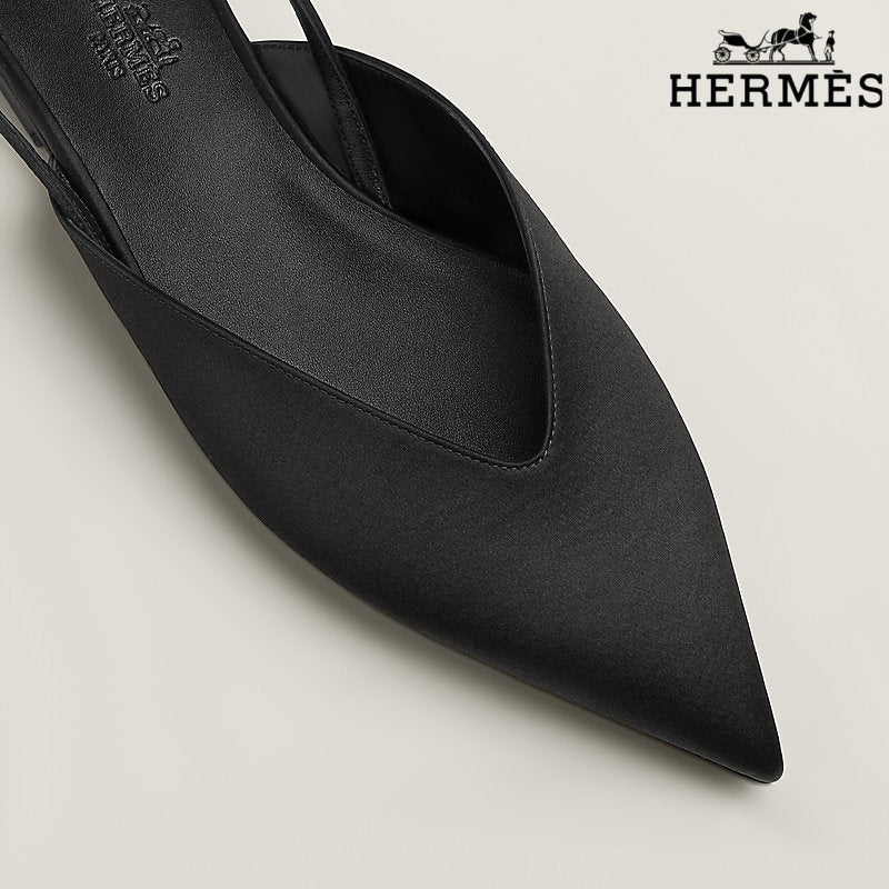 Herm¨¨s Black Leather Slingback Flats