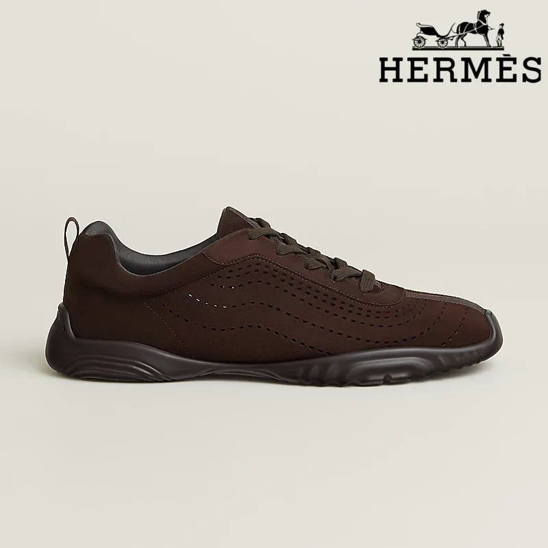 Herm¨¨s Dark Brown Perforated Sneakers