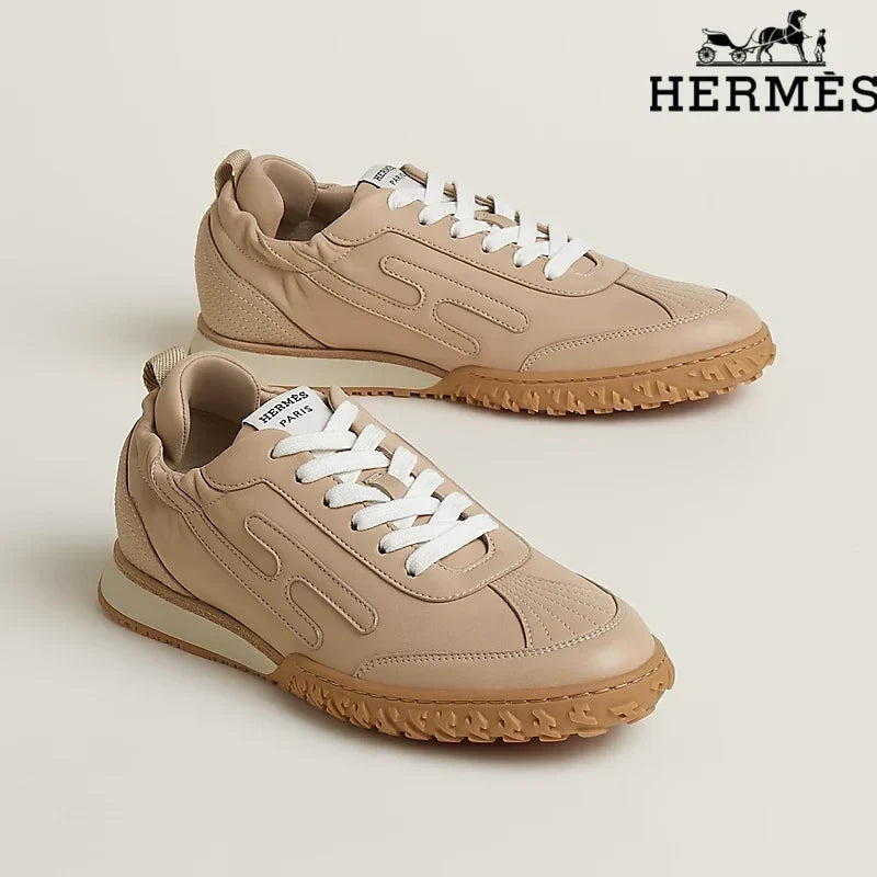 Herm¨¨s Full Beige H-Logo Sneakers