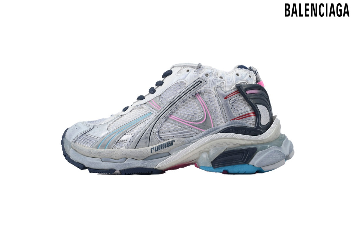 Balenciaga Runner men's shoes  women sneakers ¨C White, Navy & Pink